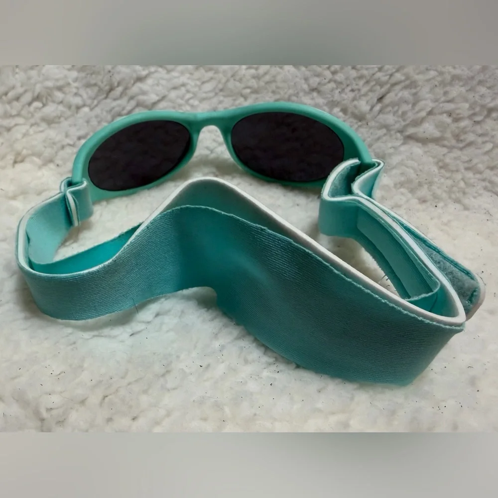 Baby Solo Original Baby Sunglasses, Aqua Frame W/ Black Lens Adj. Neoprene Strap